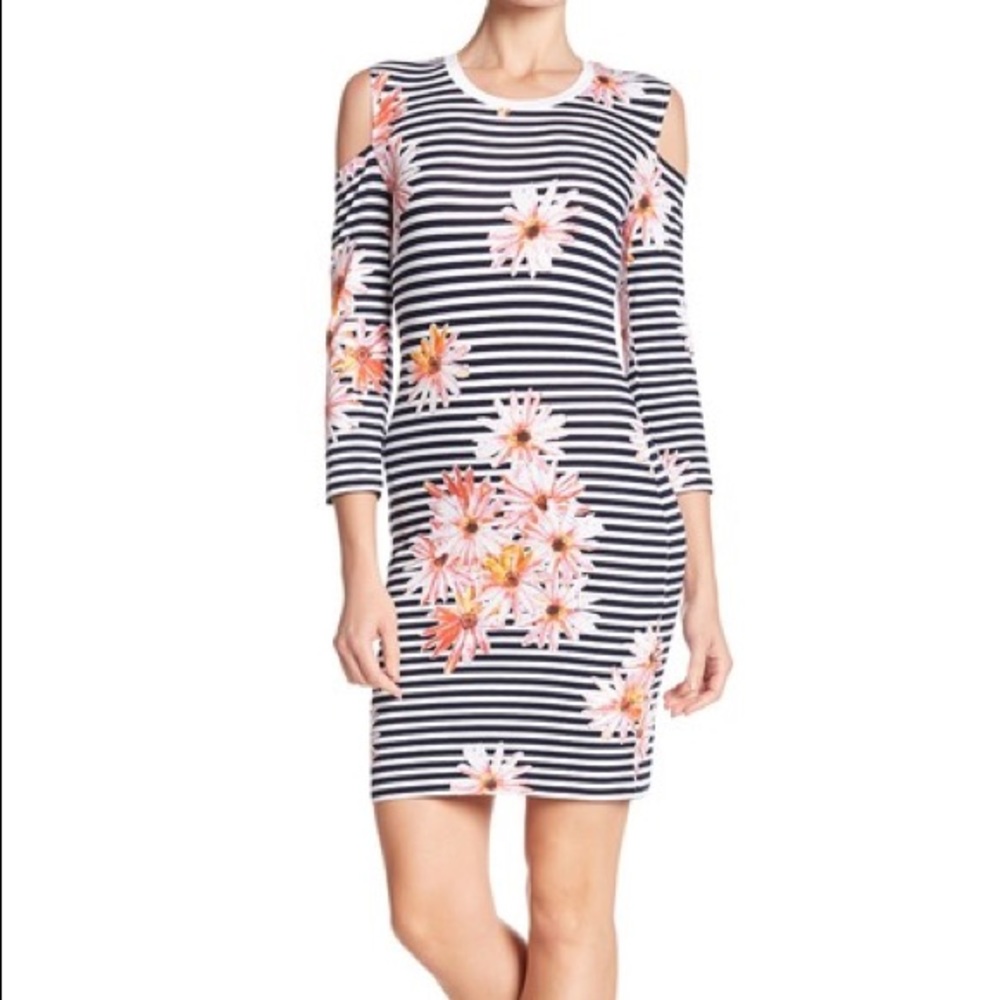 NWOT French Connection Striped Cold Shoulder Dress